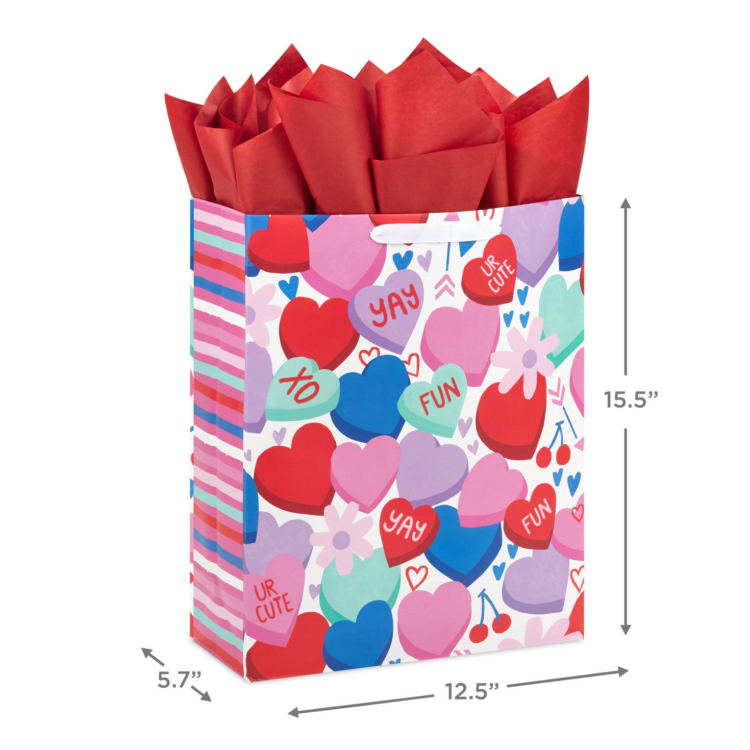 15.5" Candy Hearts Extra-Large Valentine's Day Gift Bag With Tissue Paper, , large image number 3