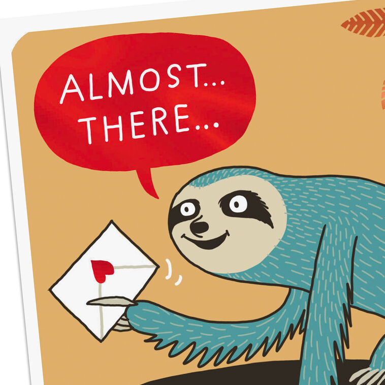 Gray Sloth Funny Belated Birthday Card Card Front Detail image number 4