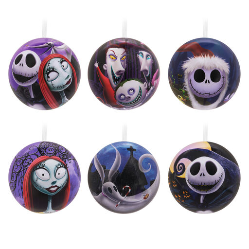 Disney Tim Burton's The Nightmare Before Christmas Tin Ball Hallmark Ornaments, Set of 12, 