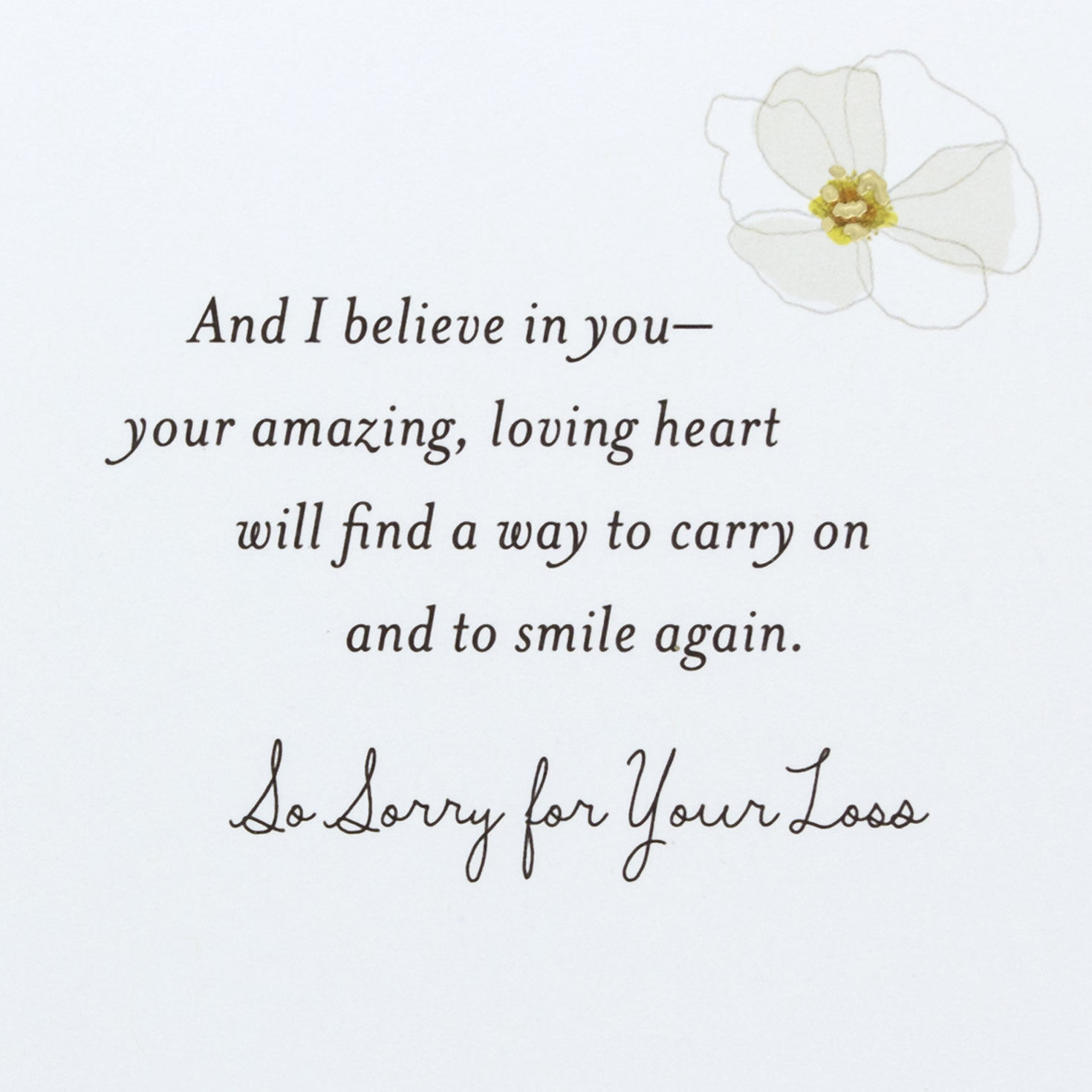 White Flowers Sympathy Card for Loss of Husband Sentiment image number 3