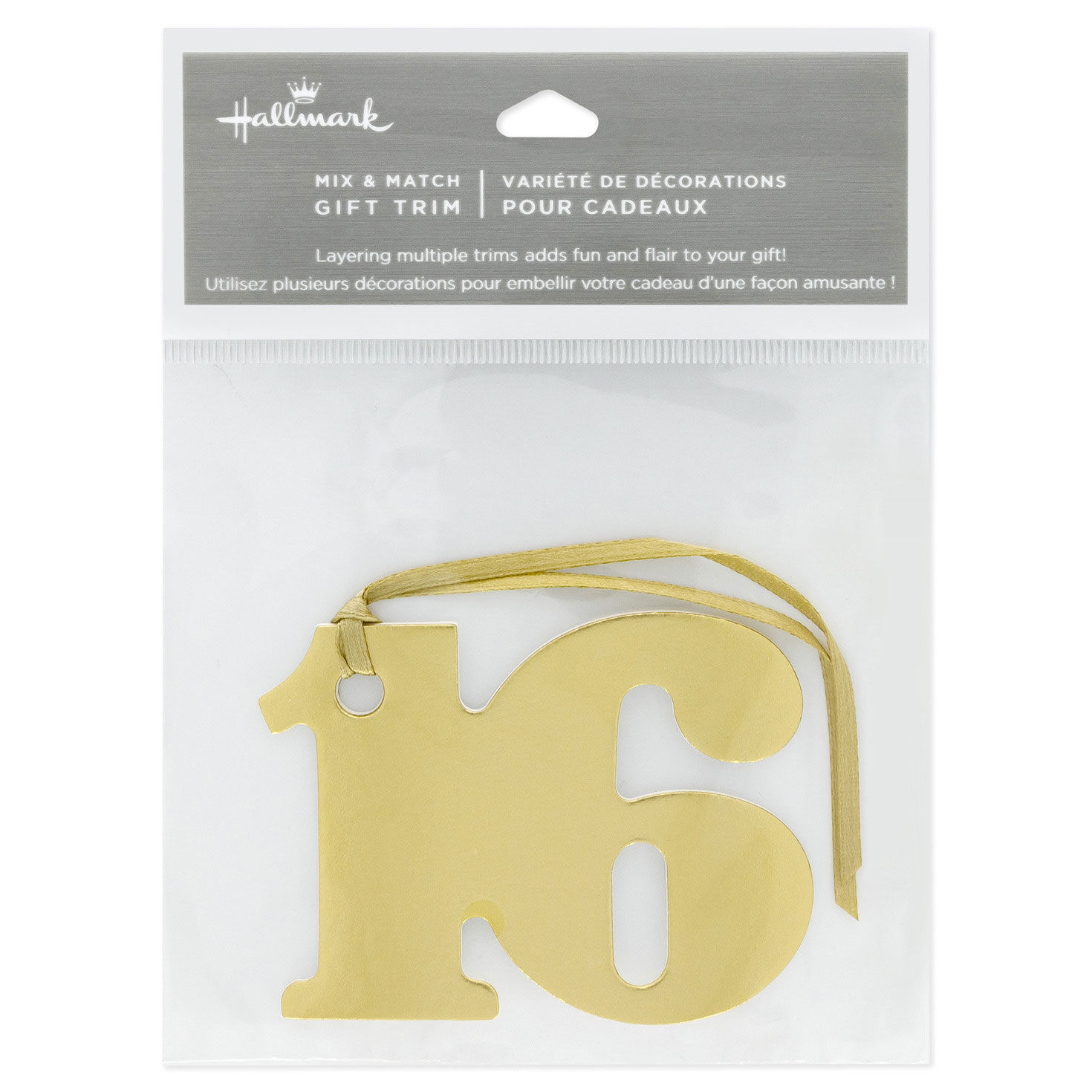 Die-Cut 16 Gold Gift Trim With Ribbon Hanger package front image number 6