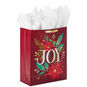 Joy and Poinsettia Extra-Large Holiday Gift Bag With Tissue Paper  image number 6