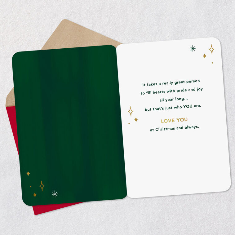 Ornament on Branch Green Christmas Card for Godson Open card with envelope image number 3