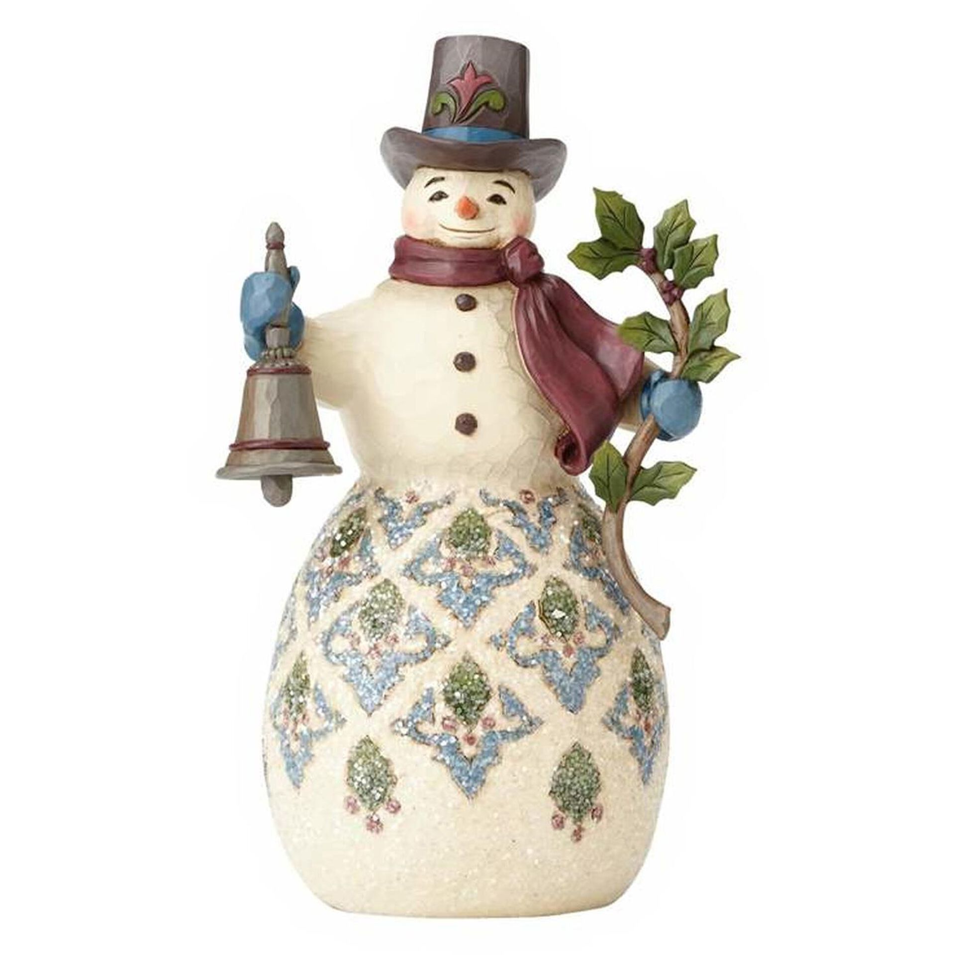 Jim Shore Bright And Merry Victorian Snowman With Bell Figurine Figurines Hallmark