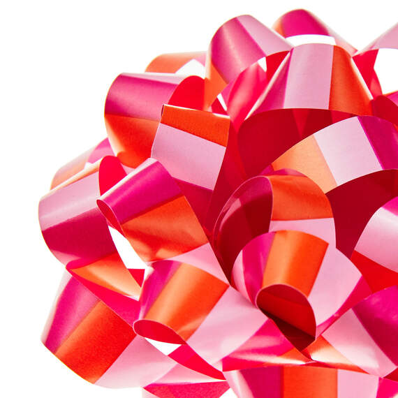 4.6" Pink and Coral Stripe Recyclable Gift Bow, , large image number 3