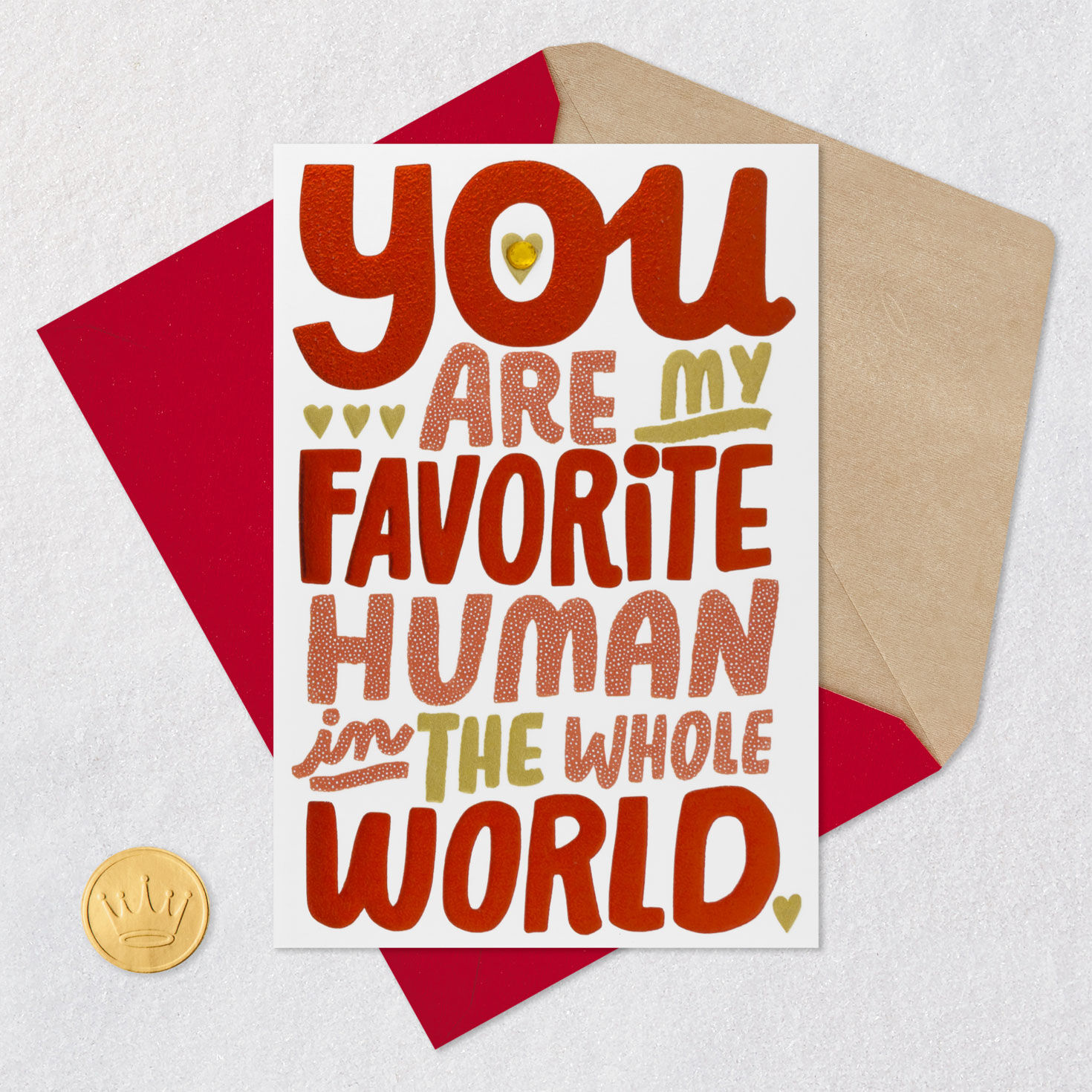 Hearts and Lettering Valentine's Day Card Card Front with Envelope and Gold Seal image number 6