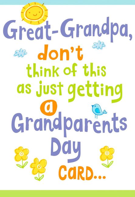 a big hug for you grandparents day card for great grandpa greeting