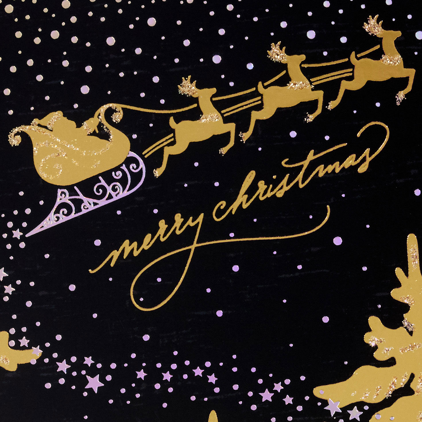 Santa Sleigh Night Sky Boxed Christmas Cards Pack Cover Detail image number 5