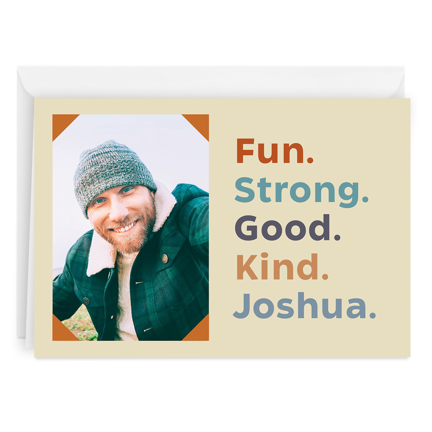 Personalized Orange Photo Corners Photo Card