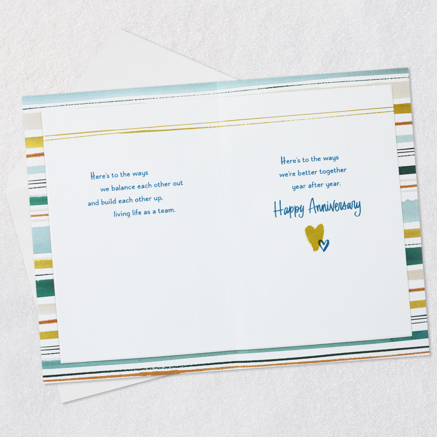 Blue, Yellow and Teal Brushstrokes 25th Anniversary Card Open card with envelope image number 4