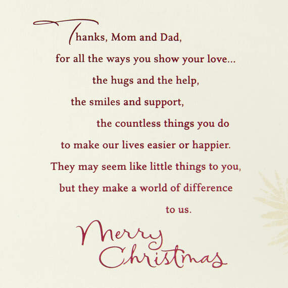 You Make a Difference to Us Christmas Card for Mom and Dad, , large image number 3