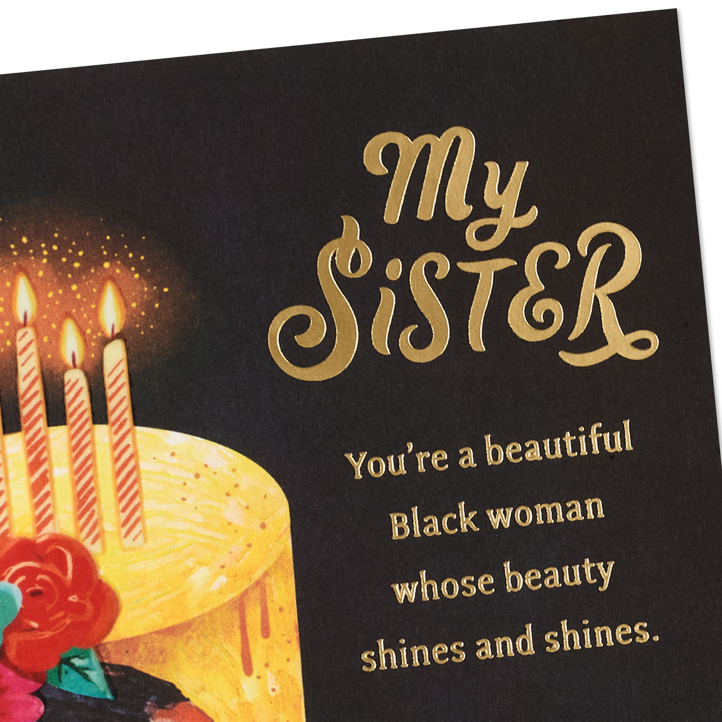 Black Woman on Cake Sister Birthday Card Card Front Detail image number 5