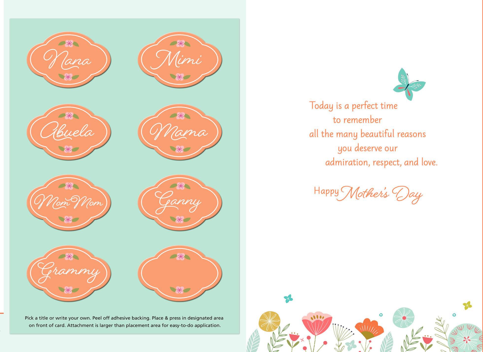 A Perfect Time Mother's Day Card for Grandmother With Personalized Stickers