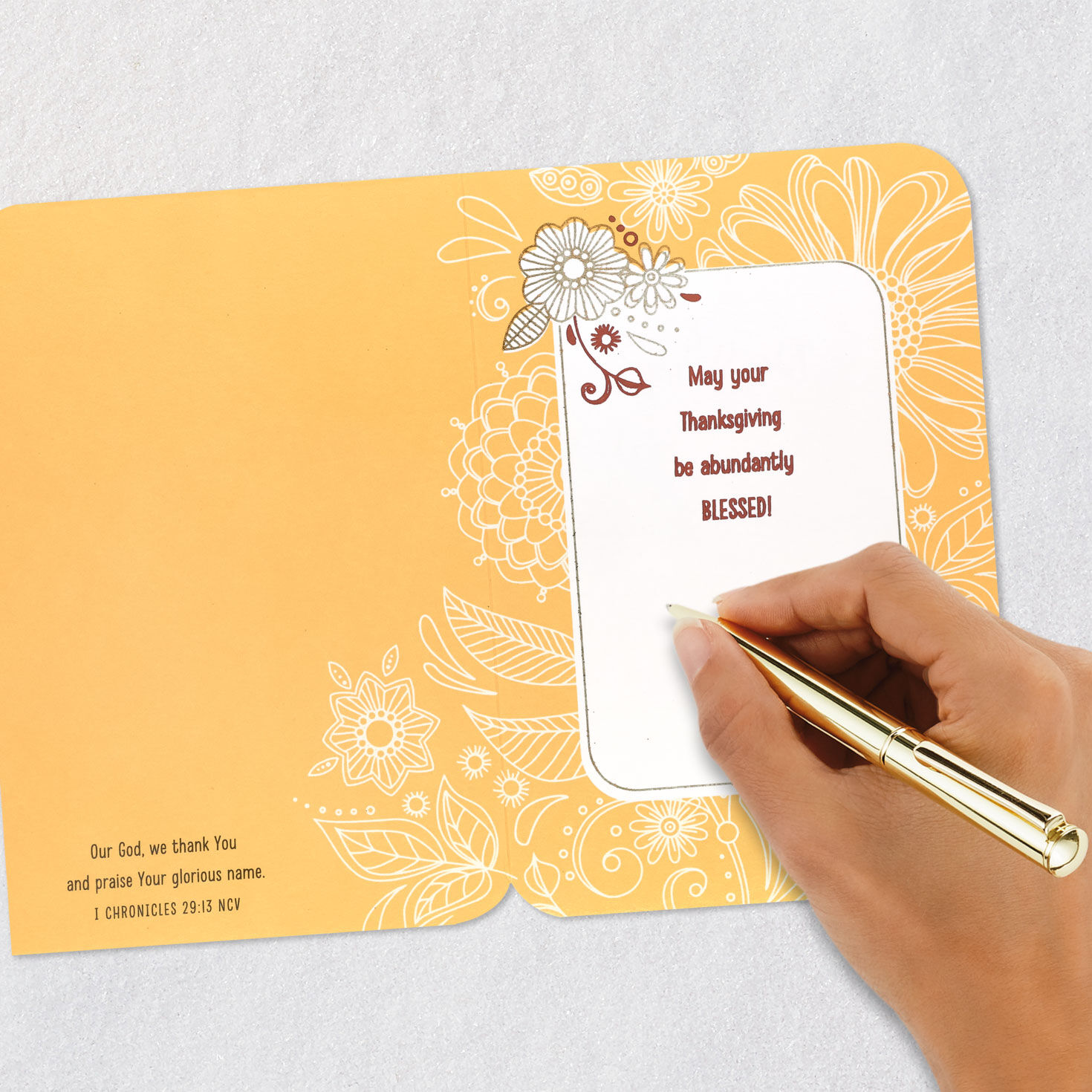 Pumpkin Bouquet Religious Thanksgiving Card Signing card image number 7