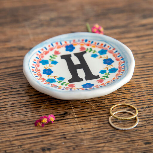 Natural Life Initial Trinket Dish, H, 