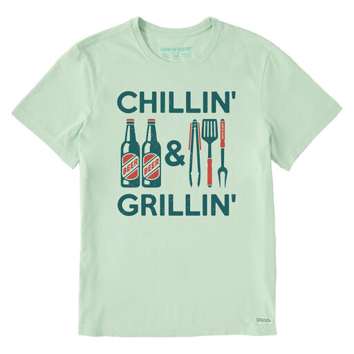 Life Is Good Chillin & Grillin Men's Light Green T-Shirt, 