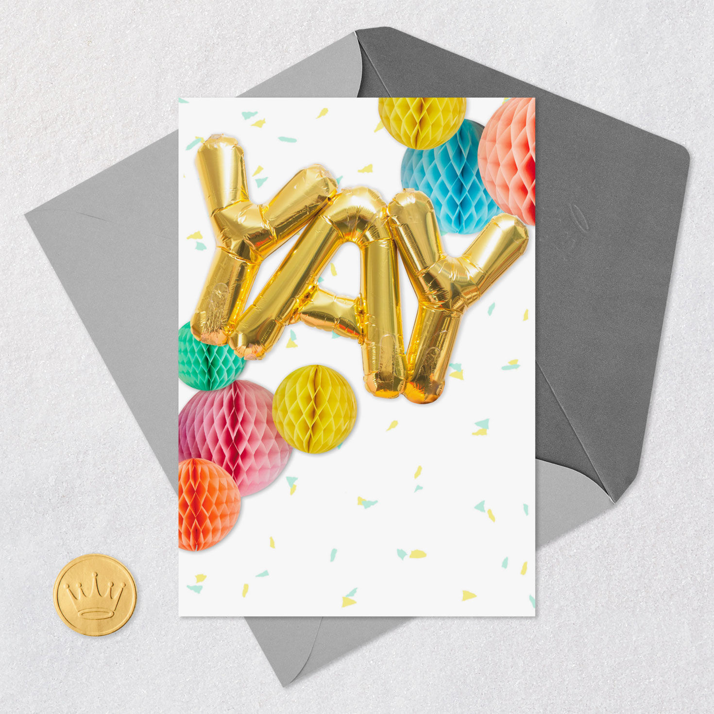 Balloons Blank Card for Congrats or Birthday Card Front with Envelope and Gold Seal image number 4