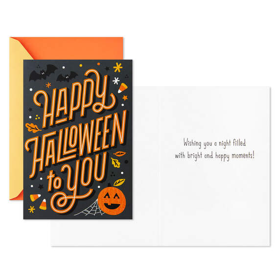 Orange on Black Happy Halloween Cards, Pack of 6, , large image number 2