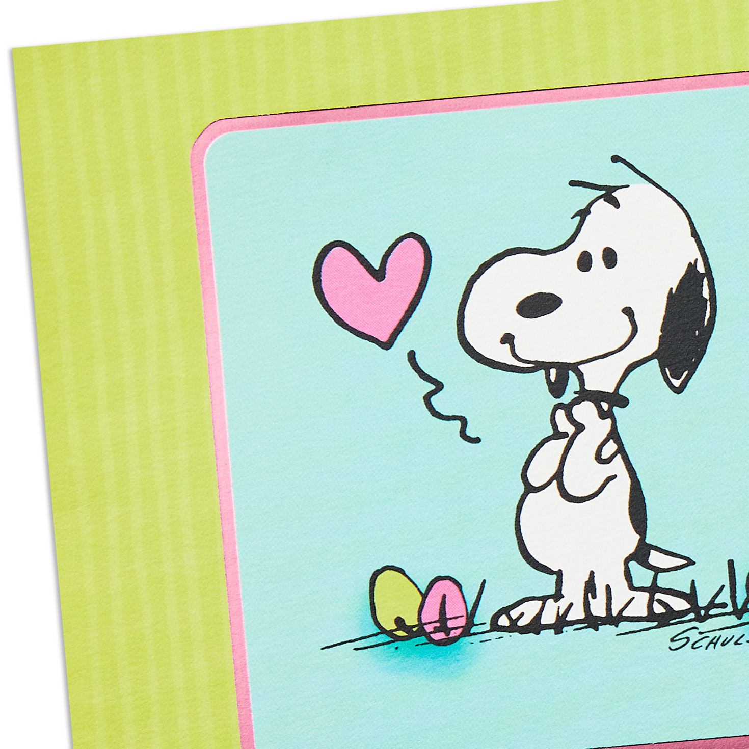 Teal and Green Snoopy Hug Pop-Up Easter Card Card Front Detail image number 5