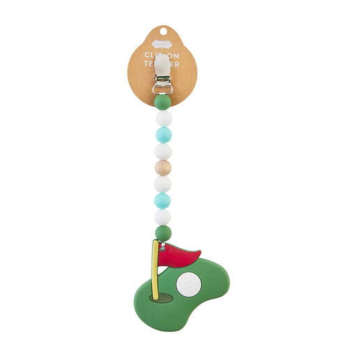 Mud Pie Golf Green Clip-On Silicone Teether, 