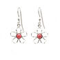 Open Silver Flower With Pink Stone Earrings front image number 1