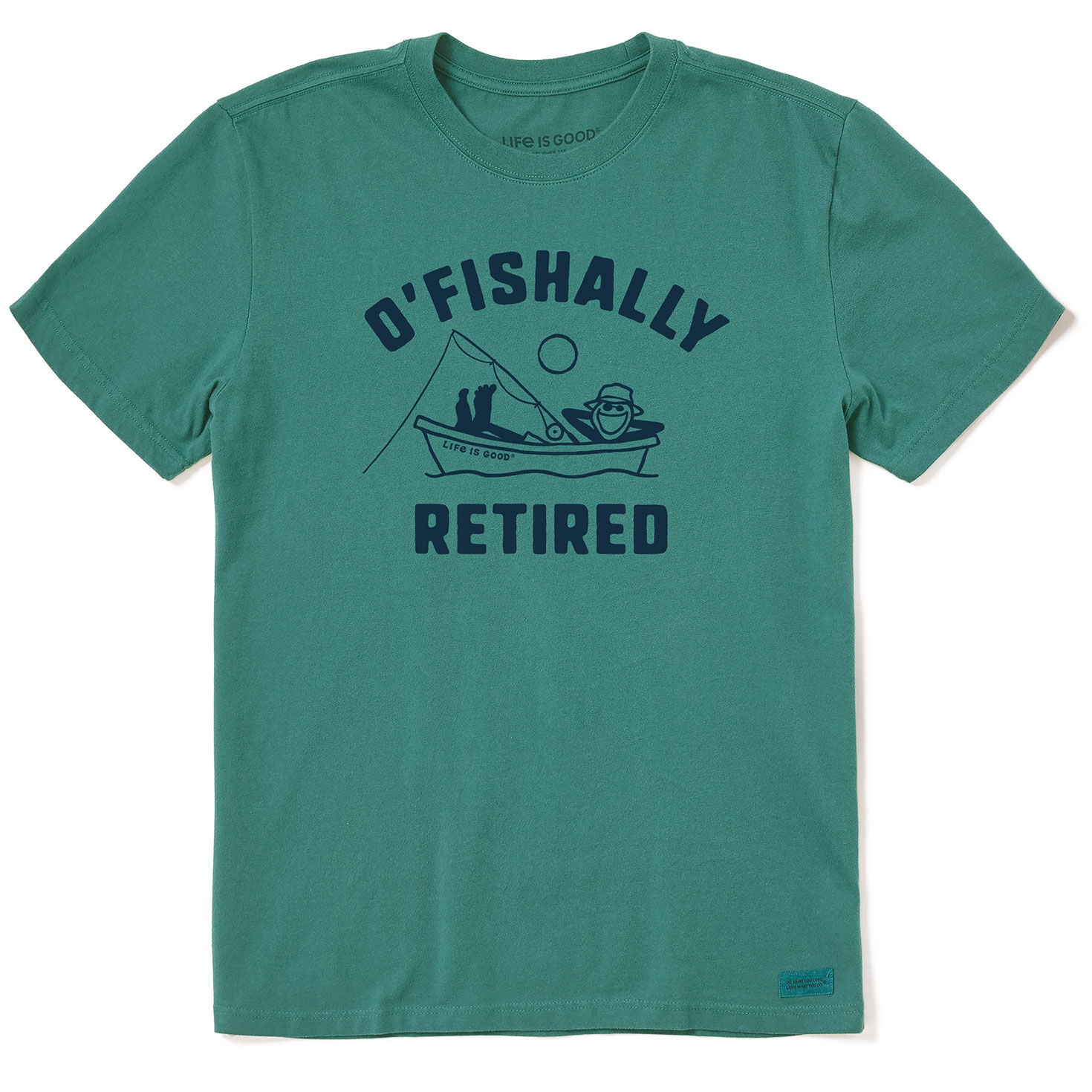 Men's Green Short Sleeve Tee With Fishing Graphic  image number 1