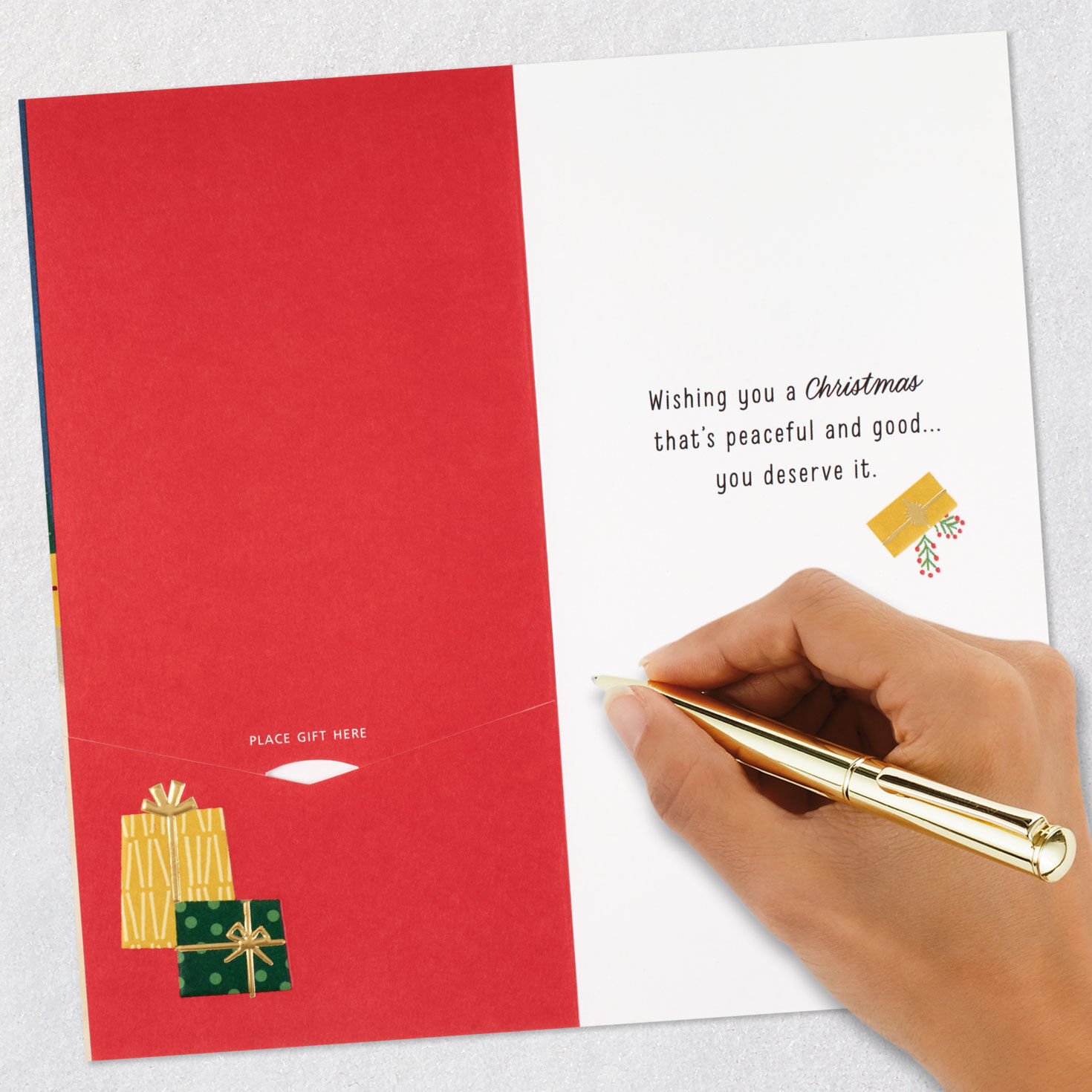 Cozy Stockings and Fireplace Christmas Card Signing card image number 8