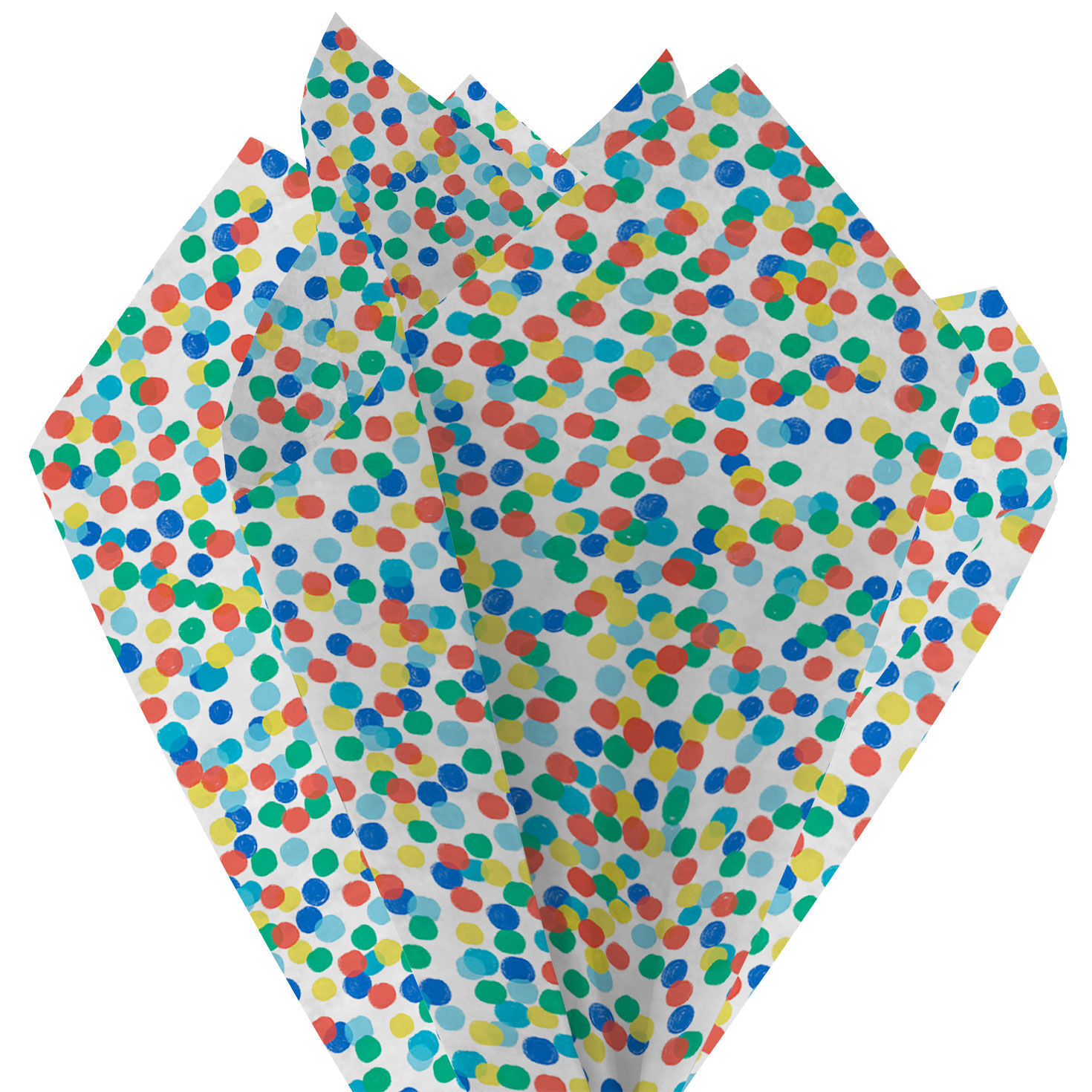 Primary Color Polka Dots Tissue Paper With Stickers tissue fan image number 3