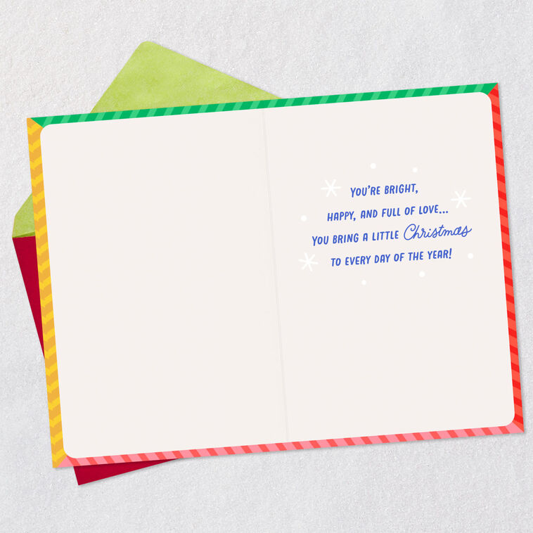 Colorful Letters Christmas Card for Granddaughter Open card with envelope image number 3