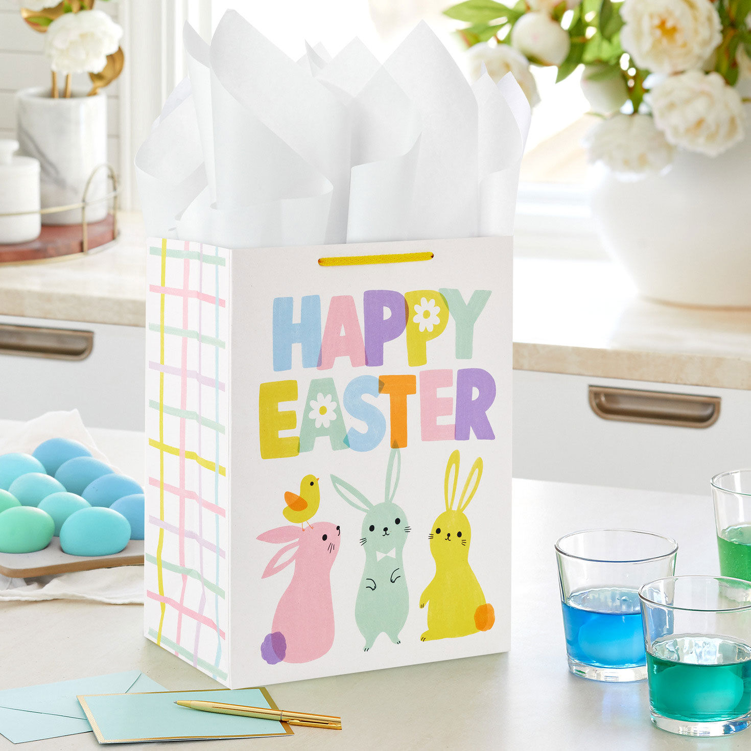 Happy Easter With Pastel Bunnies Large Gift Bag  image number 2