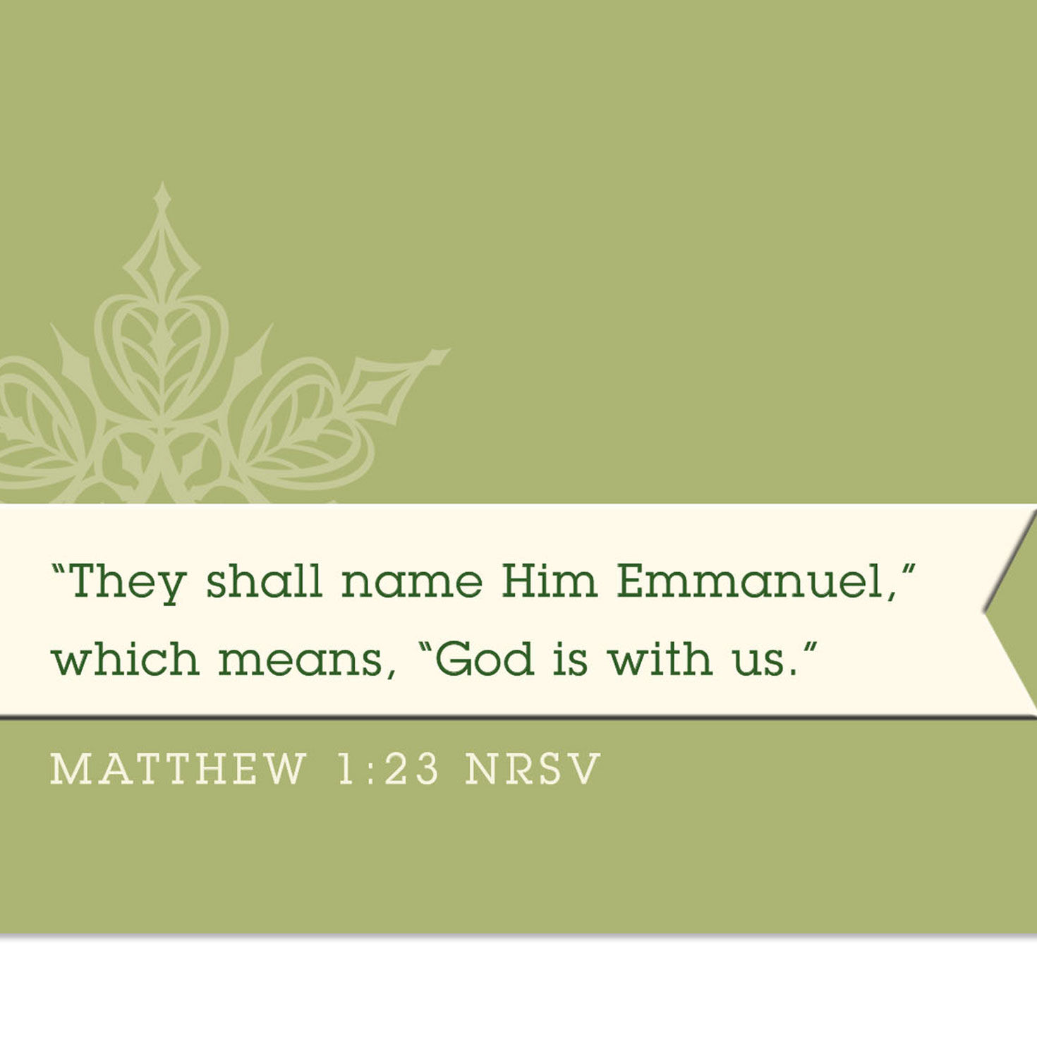 Gold Snowflakes on Green Religious Christmas Card scripture image number 3