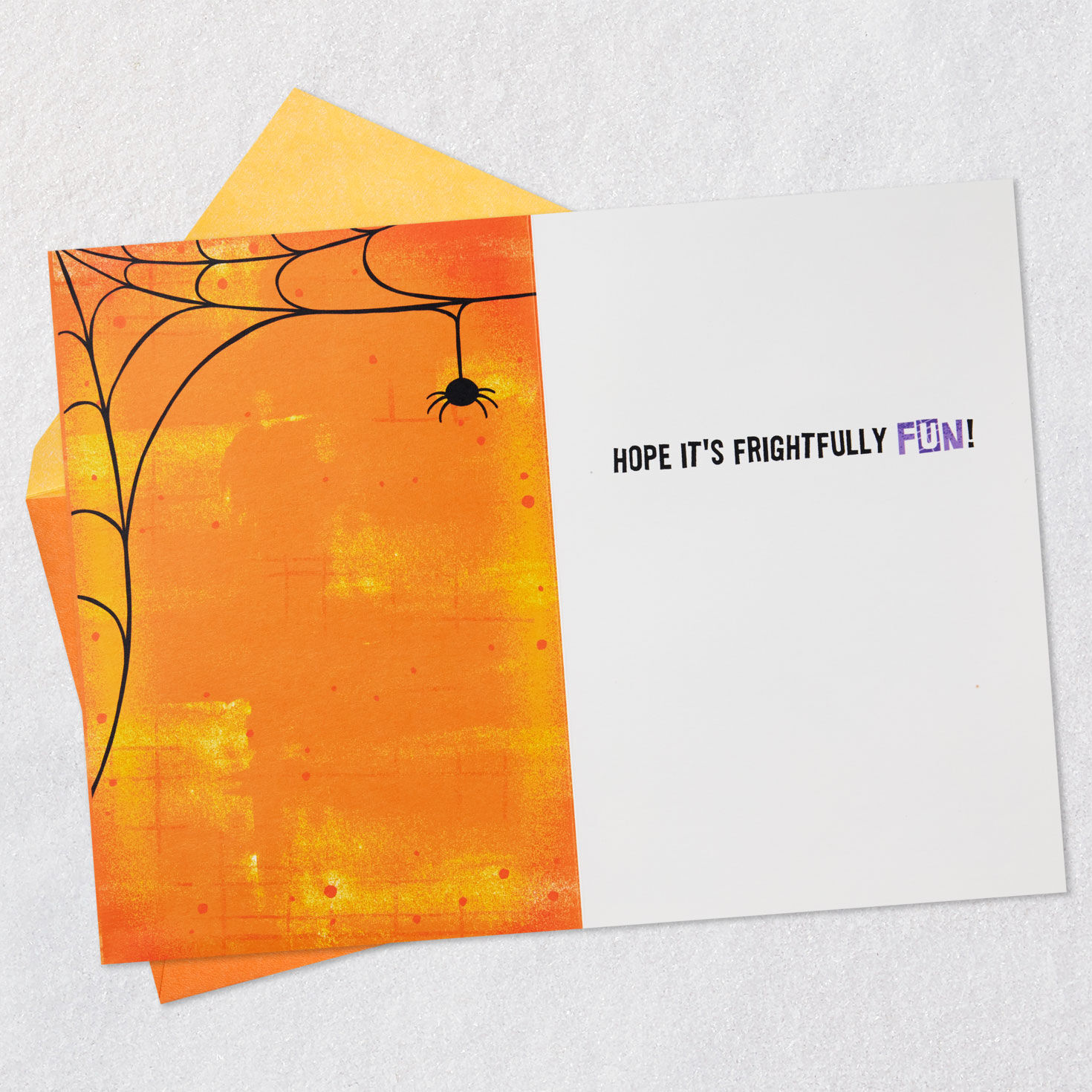 Slime and Cats Lettering Orange Halloween Card Open card with envelope image number 3