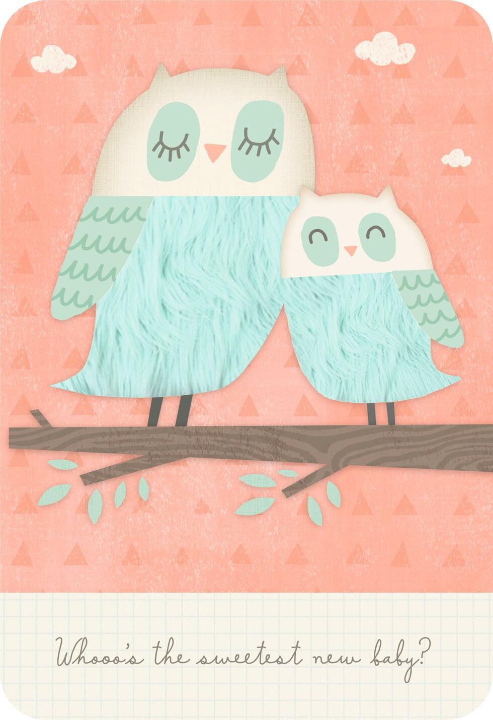 Big Owl, Little Owl New Baby Card