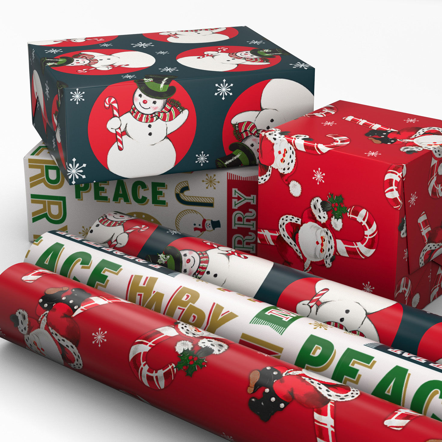 Dancing Santa 3-Pack Mini Xmas Gift Wrap Rolls in use image number 2