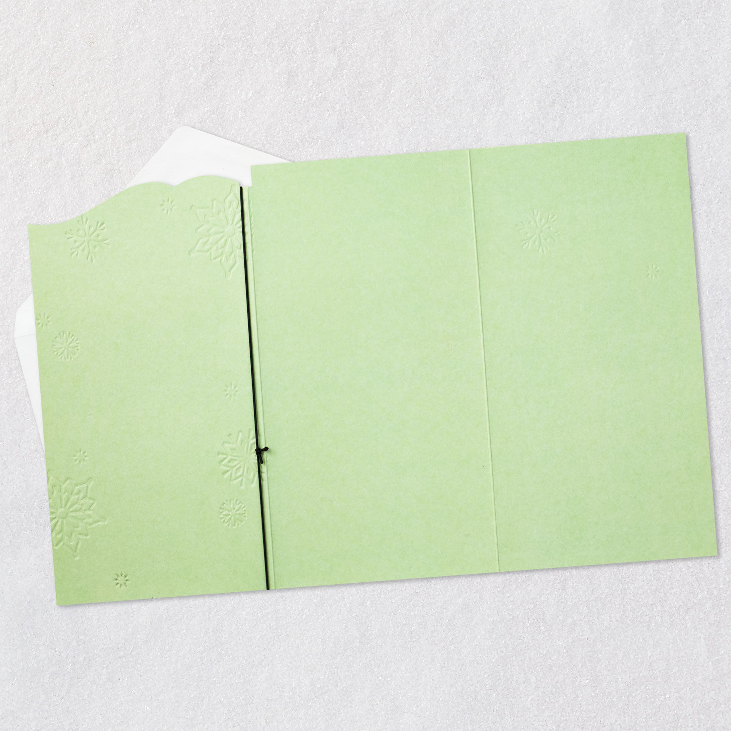 Snowflakes on Green Friend Christmas Card Open card with envelope image number 4