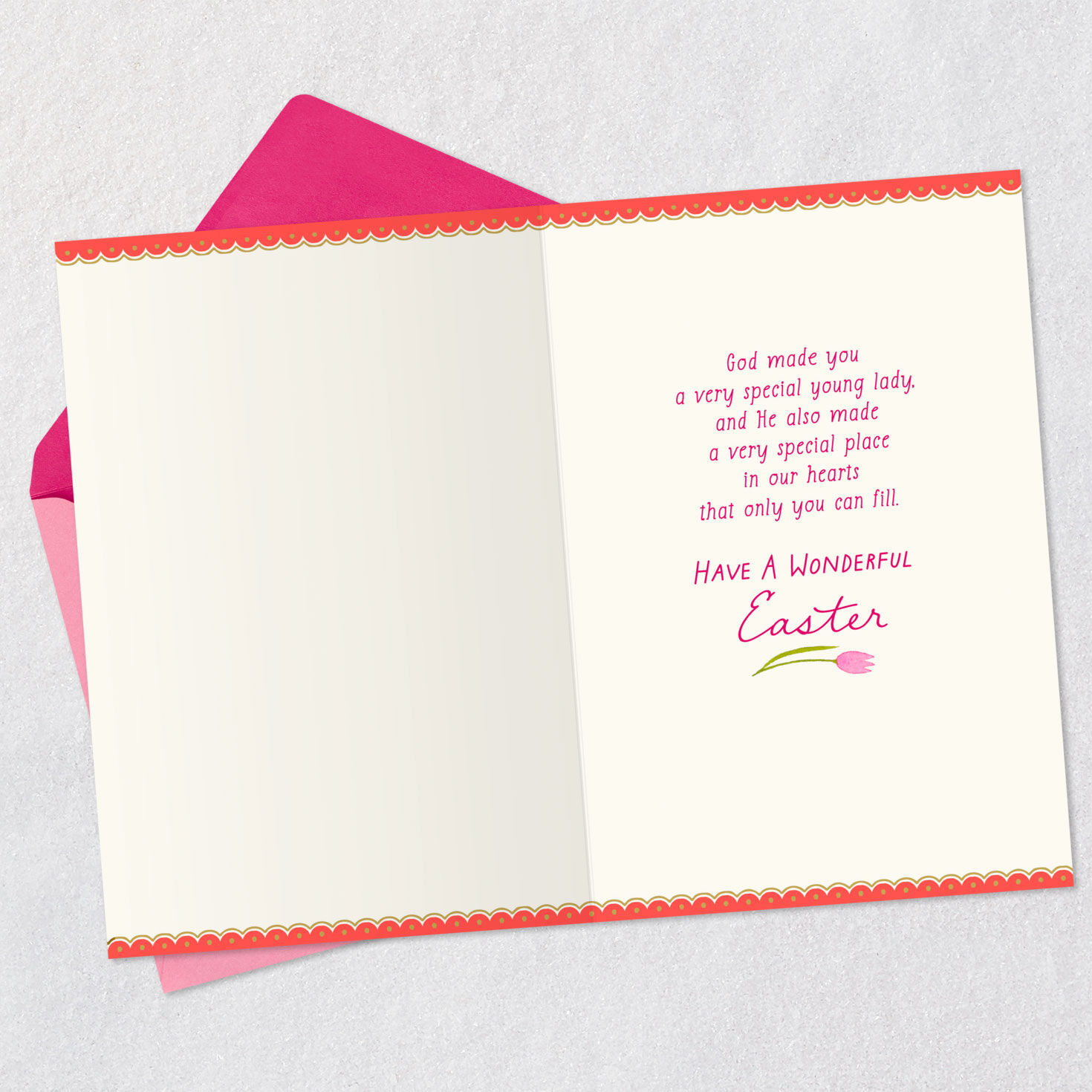 Spring Wreath for Granddaughter Easter Card Open card with envelope image number 3