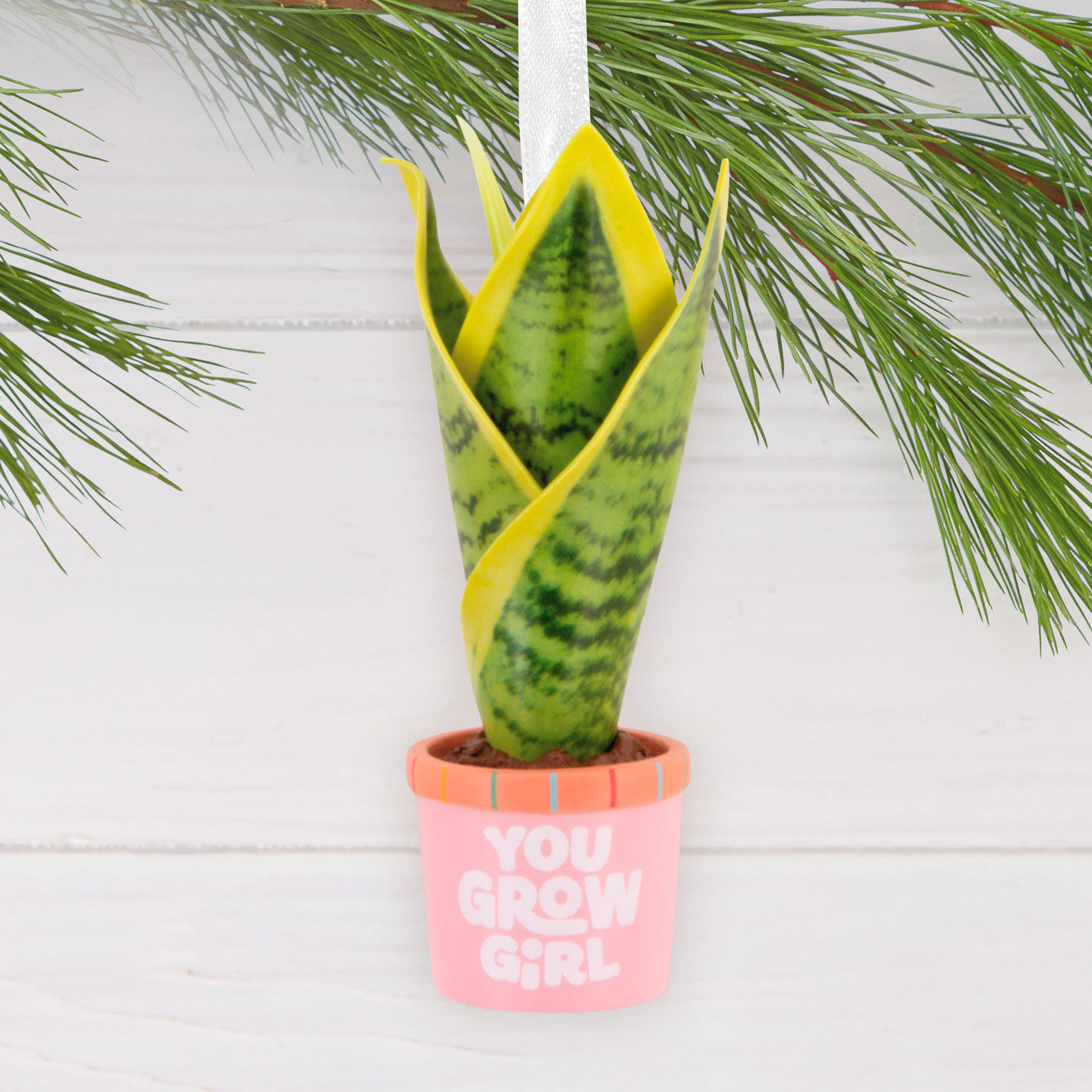 You Grow Girl Houseplant Christmas Ornament hanging on tree image number 2