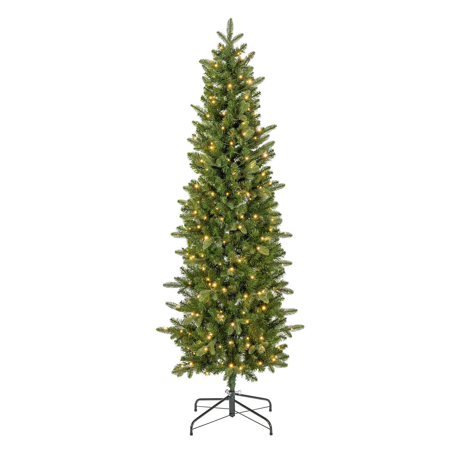 6.5 ft Pre-Lit Natural Cut Narrow Saginaw Spruce Christmas Tree with 300 Color-Changing LED Lights