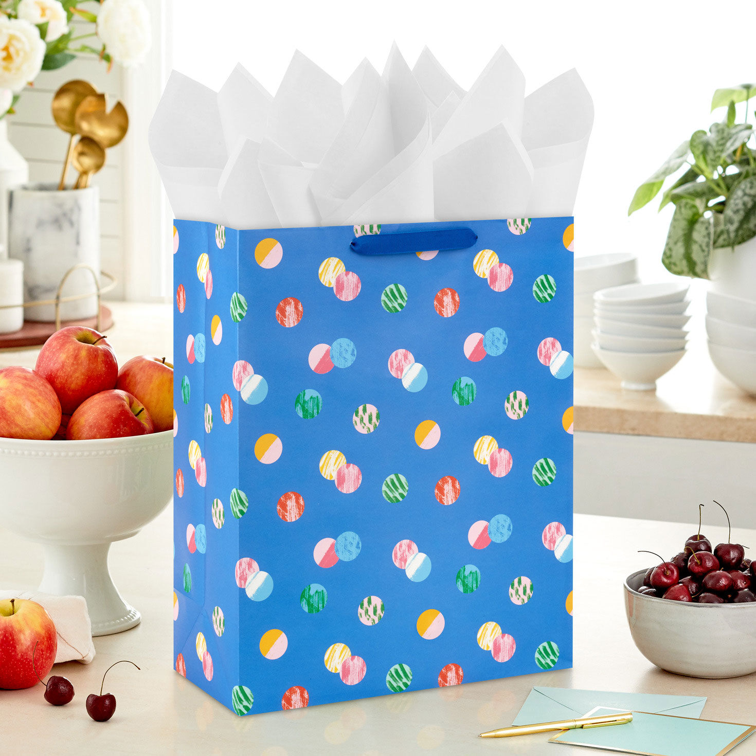 15.5" Playful Dots on Blue Extra-Large Gift Bag for only USD 4.99 | Hallmark