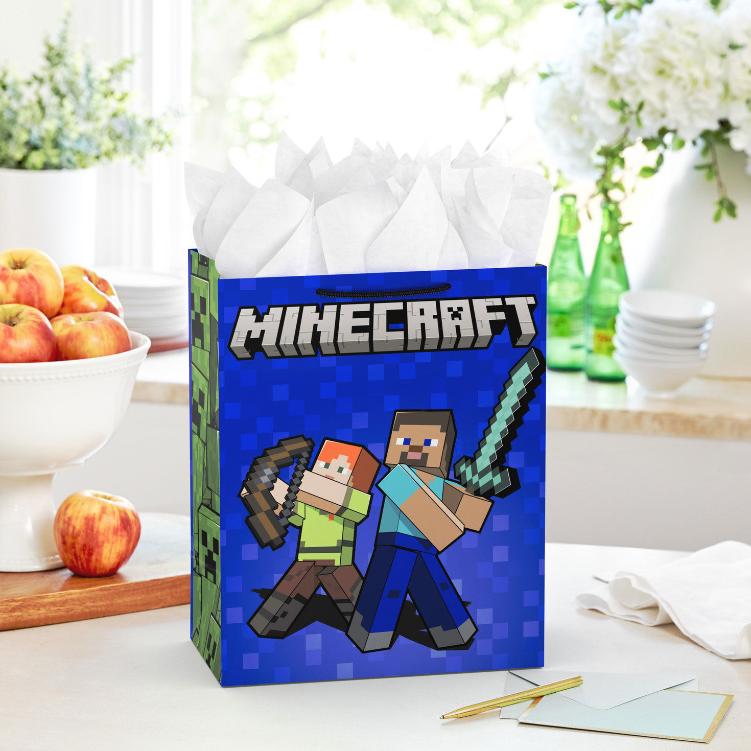 Minecraft Alex and Steve With Weapons on Blue in use image number 2