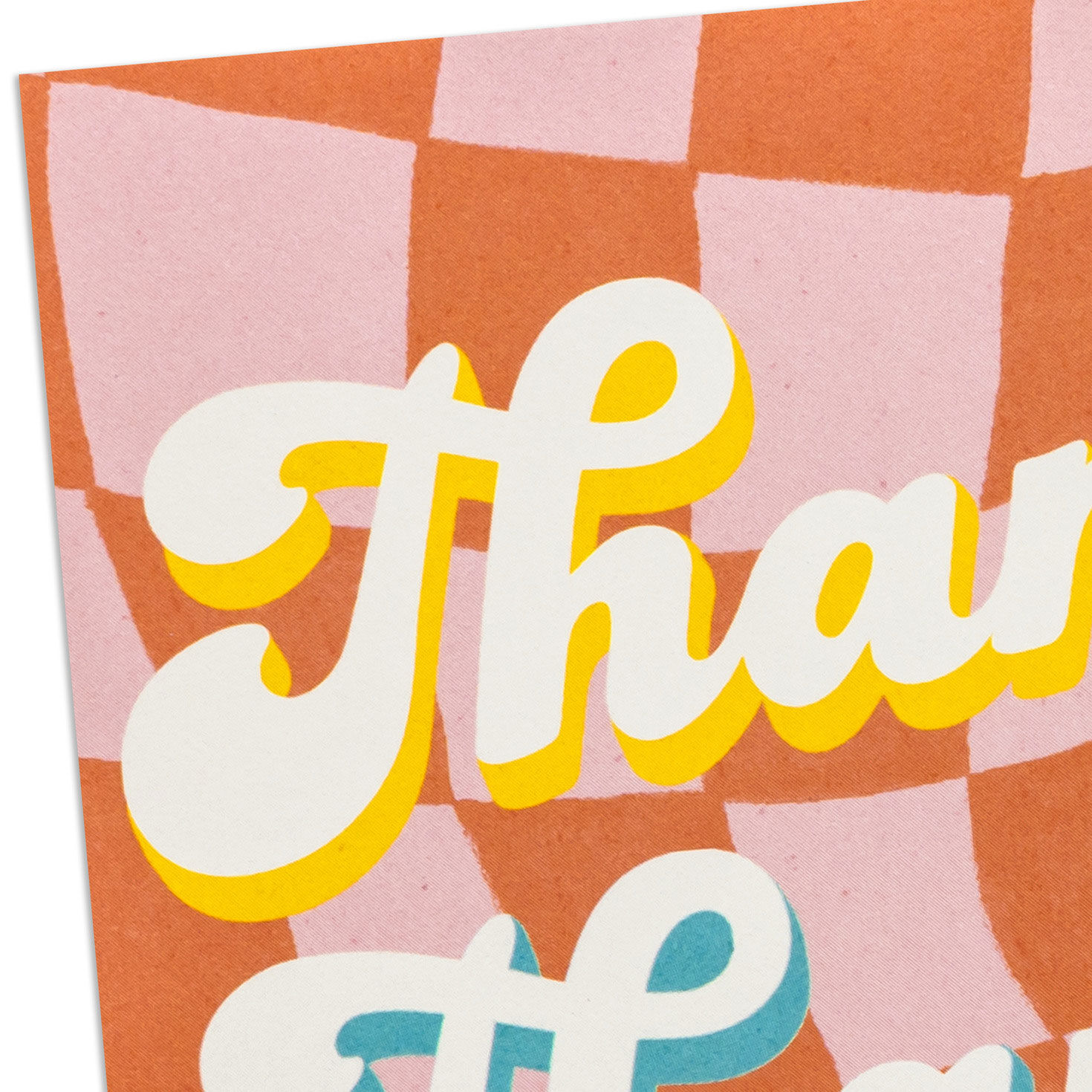 Orange Retro Checkerboard Thank You Note Card Pack Cover Detail image number 4