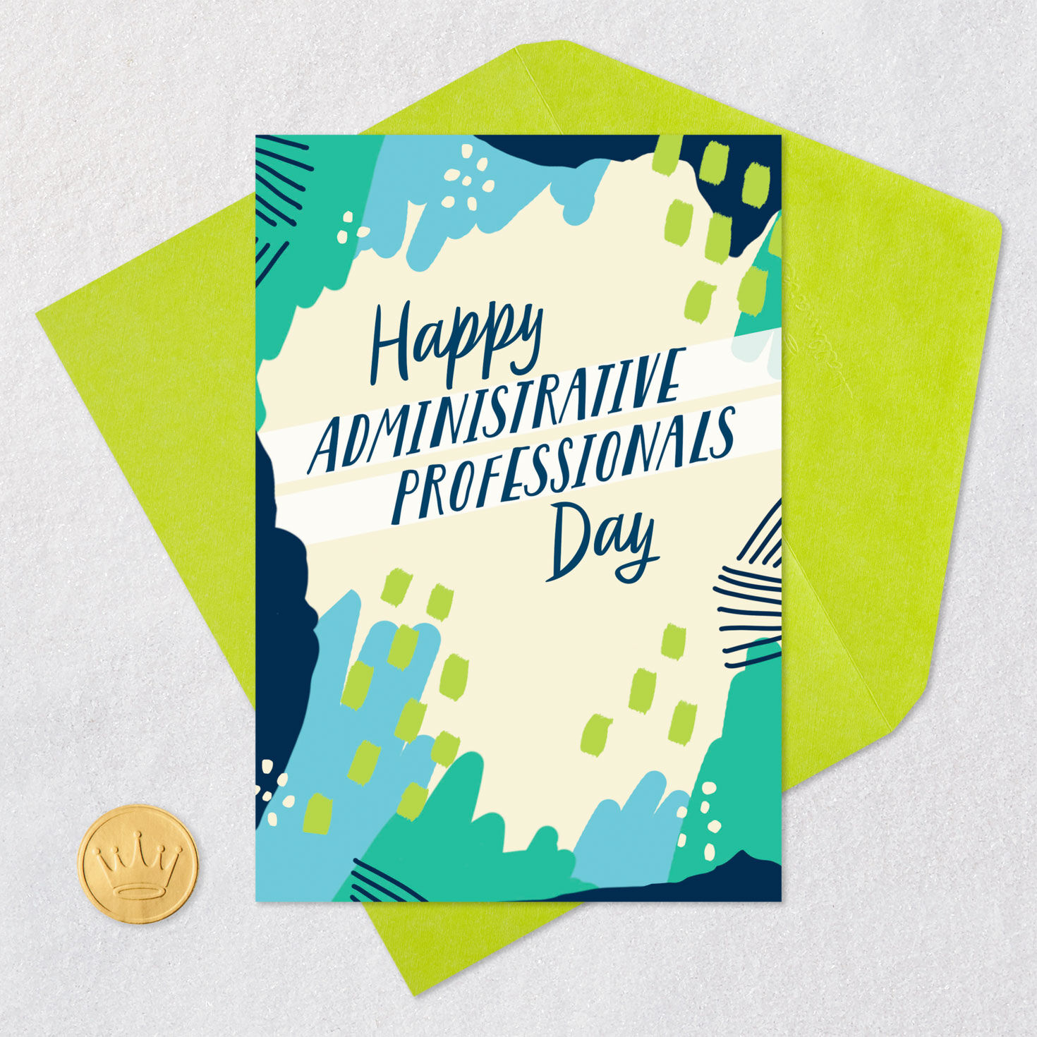 Colorful Abstract Administrative Professionals Day Card Card Front with Envelope and Gold Seal image number 5