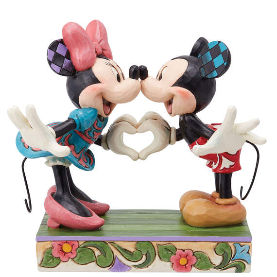 Jim Shore Disney Mickey and Minnie Making Heart Hands Figurine, 4.5"