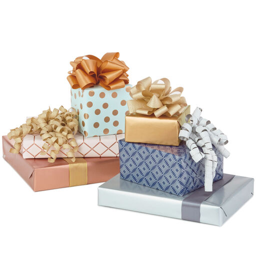 Metallic Shimmer 3-Pack Reversible Wrapping Paper, 120 sq. ft. total, 