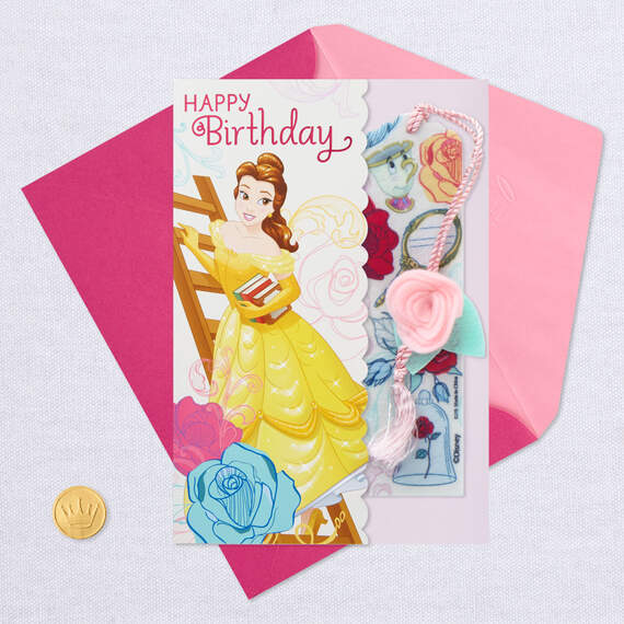 Disney Beauty and the Beast Belle Birthday Card With Bookmark, , large image number 5