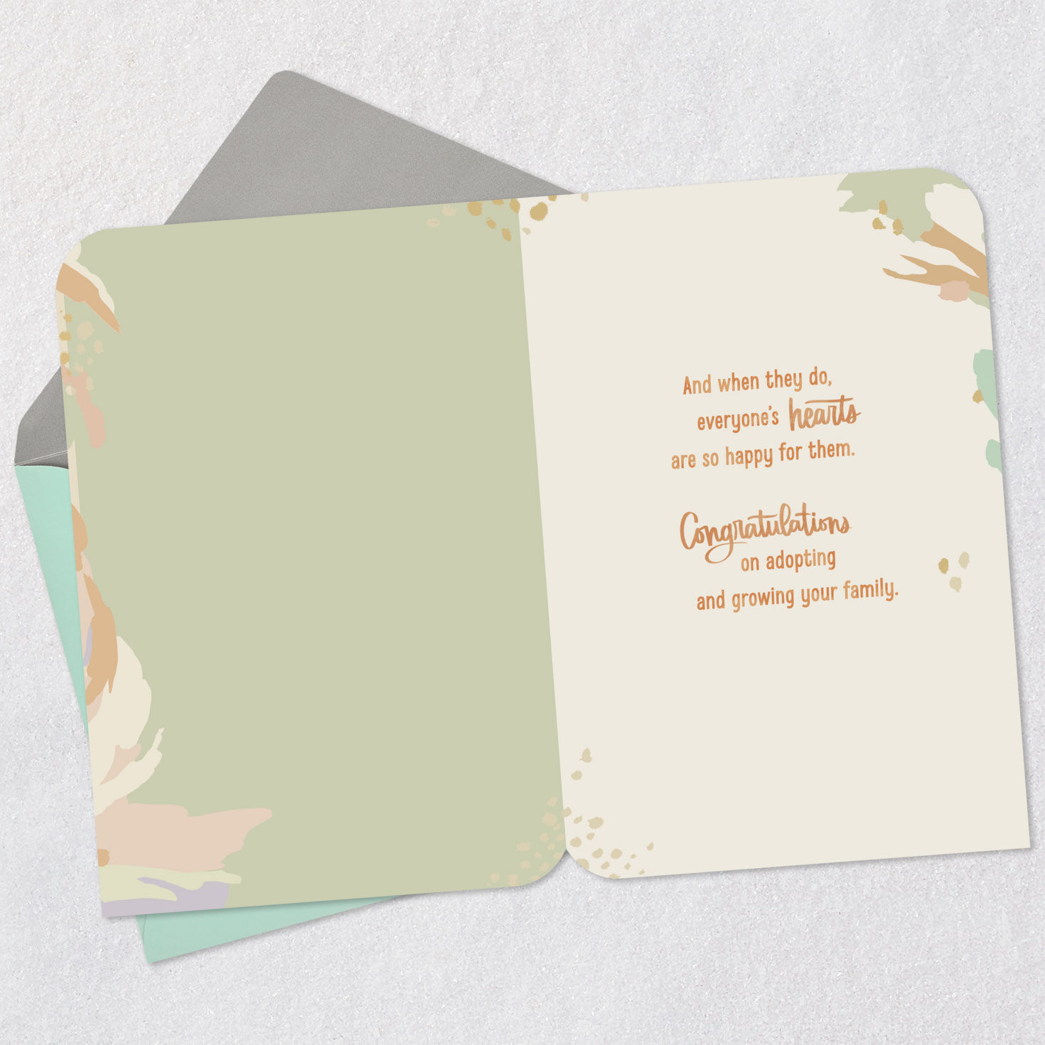 Abstract Heart Adoption Congratulations Card Open card with envelope image number 3