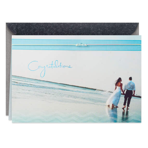 Barefoot on the Beach Wedding Card, , large image number 1