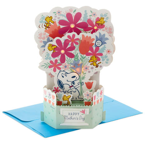 Peanuts® Snoopy and Woodstock Flowers Musical 3D Pop-Up Mother's Day Card With Light, , large