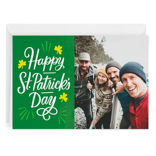 Personalized Shamrocks St. Patrick’s Day Photo Card, 