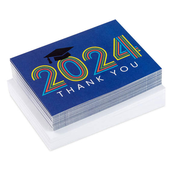 Retro Rainbow 2024 Graduation Thank-You Notes, Pack of 40
